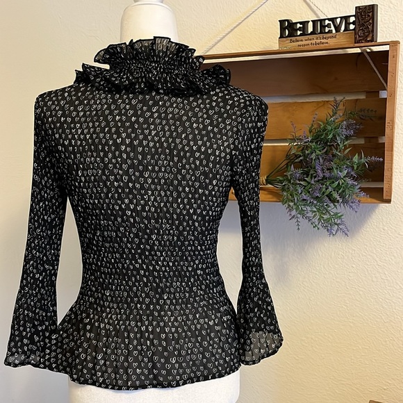 Sunny Leigh Black Heart Blouse Size Small - Picture 5 of 5